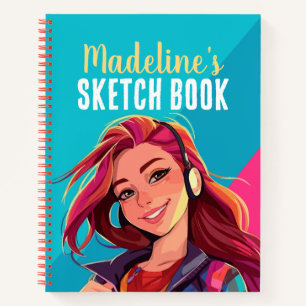 Colourful Personalized Teen Girl Sketch Book