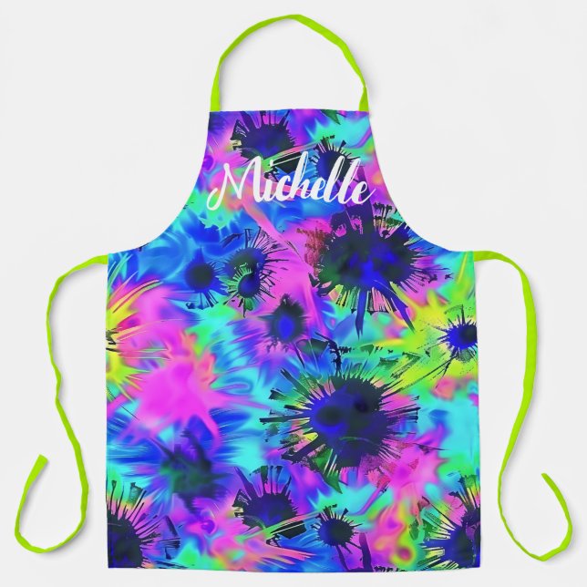 Colourful Personalized Tie Dye Apron (Front)