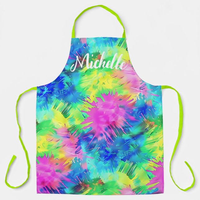 Colourful Personalized Tie Dye Apron (Front)