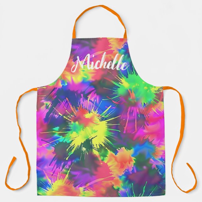 Colourful Personalized Tie Dye Apron (Front)