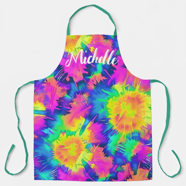 Colourful Personalized Tie Dye Apron (Front)