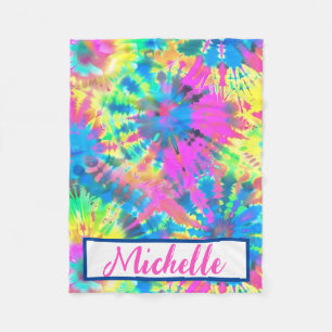 Colourful Personalized Tie Dye Fleece Blanket