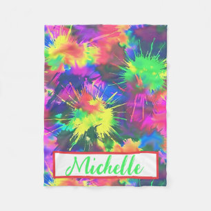 Colourful Personalized Tie Dye Fleece Blanket