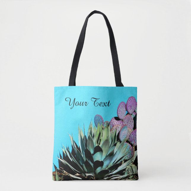 Colourful Personalized Tote, Agave & Cactus Tote Bag (Front)