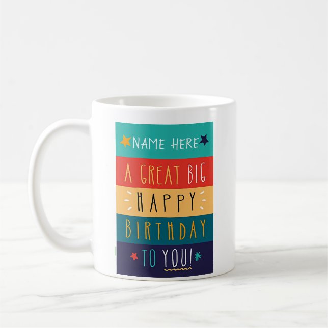 Colourful Personalized Typography Birthday    Coffee Mug (Left)