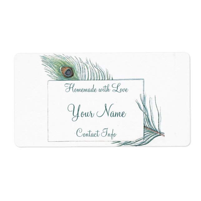 Colourful Personalized Vintage Peacock Feather (Front)