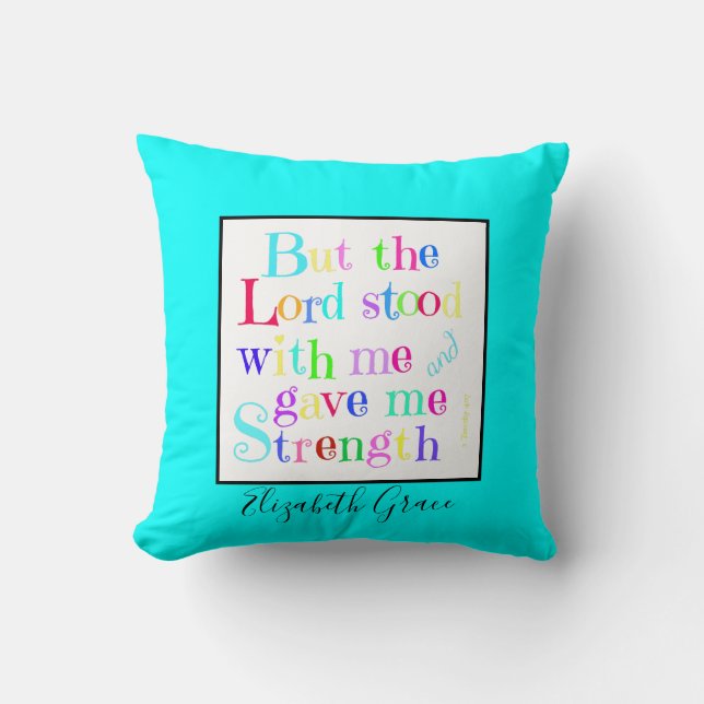 Colourful, personalized w Scripture Verse (Timothy Throw Pillow (Front)
