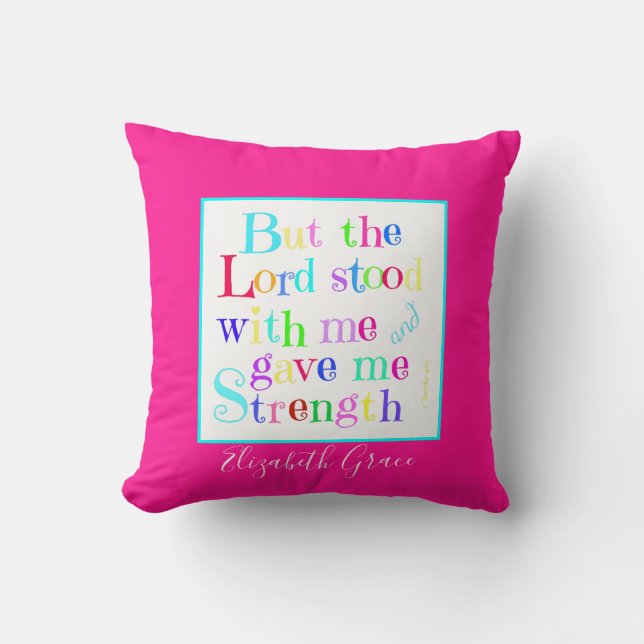 Colourful, personalized w Scripture Verse (Timothy Throw Pillow (Front)