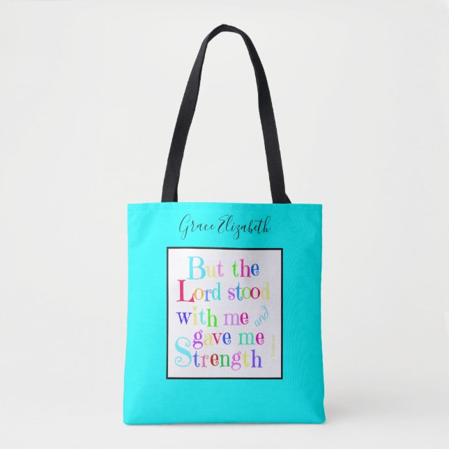 Colourful Personalized, w/ Scripture Verse Tote Bag (Front)