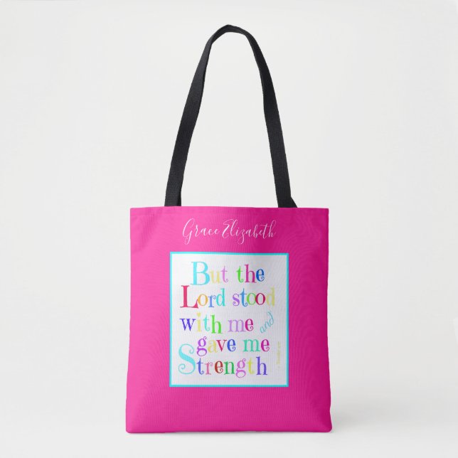 Colourful Personalized, w/ Scripture Verse Tote Bag (Front)