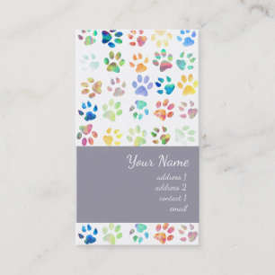 colourful pet paw prints pattern business card