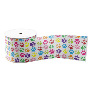 Colourful Pet Paws Grosgrain Ribbon