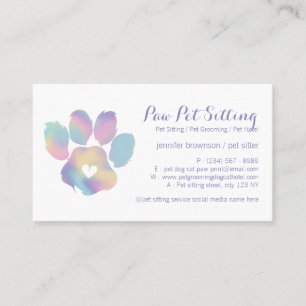 Colourful Pet Sitter Grooming Paw Business Card