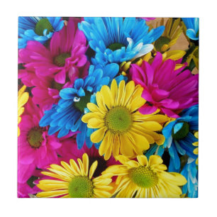 Colourful Petal Daisies Tile
