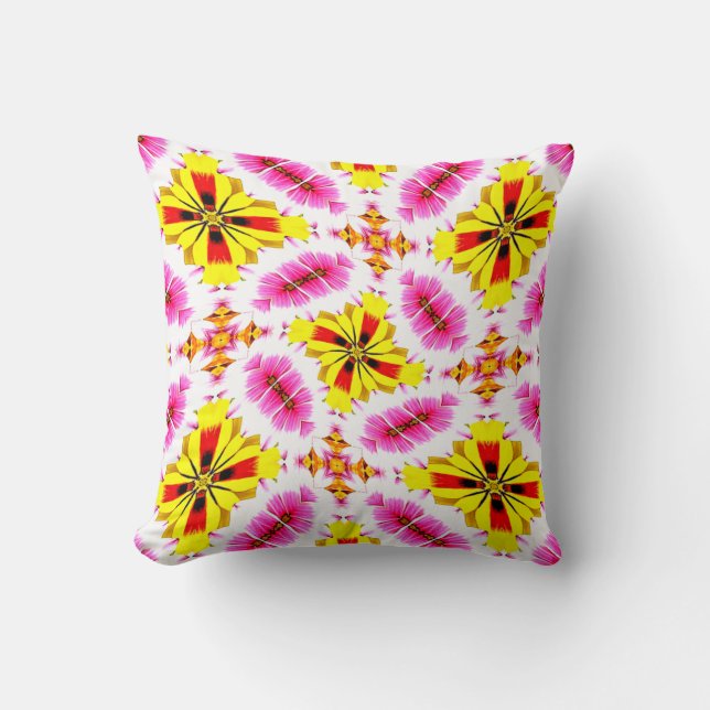 Colourful Petal Patterns Throw Pillow (Front)