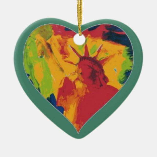 colourful peter max style Liberty Heart ornament (Front)
