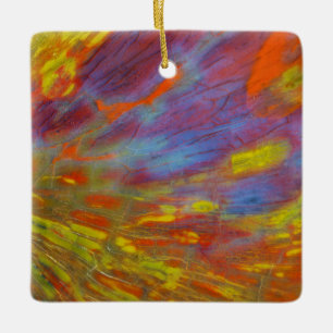 Colourful Petrified Wood close-up Ceramic Ornament