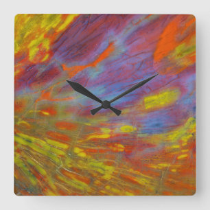 Colourful Petrified Wood close-up Square Wall Clock