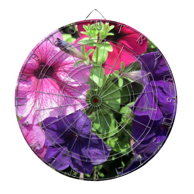 Colourful Petunias Dartboard (Front)