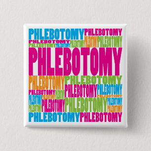 Colourful Phlebotomy 2 Inch Square Button