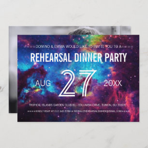 Colourful Photo Galaxy Rehearsal Dinner Invitation