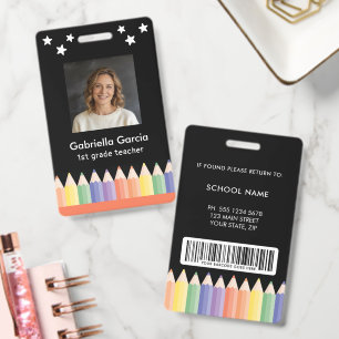 Colourful Photo Teacher Security Badge
