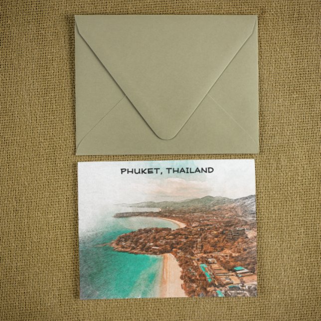 Colourful Phuket Thailand Coastline View Postcard (colorful phuket thailand postcard)