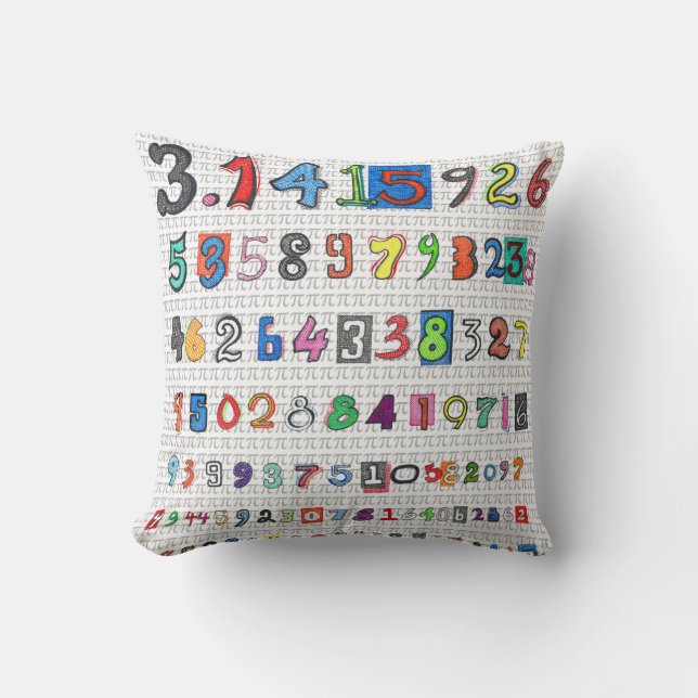 Colourful Pi Throw Pillow (Front)