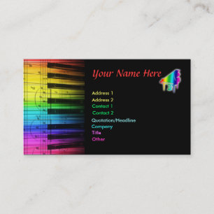 Colourful Piano Keyboard & Notes Business Card