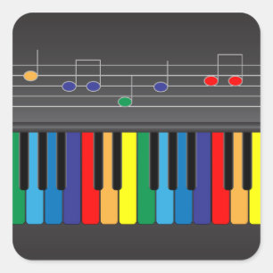 Colourful piano keyboard square sticker