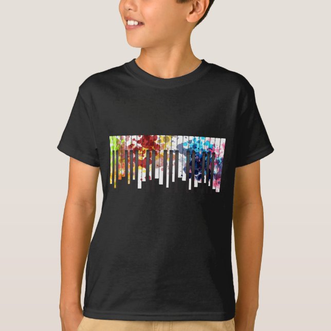 Colourful Piano Keys Music Lover Pianist T-Shirt (Front)