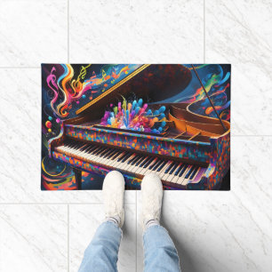 Colourful Piano With Musical Notes Key Design  Doormat