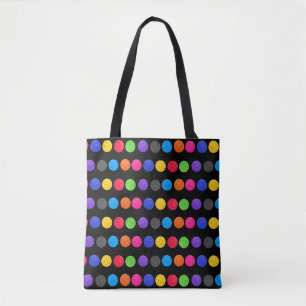 Colourful Pickleball on Black Tote Bag