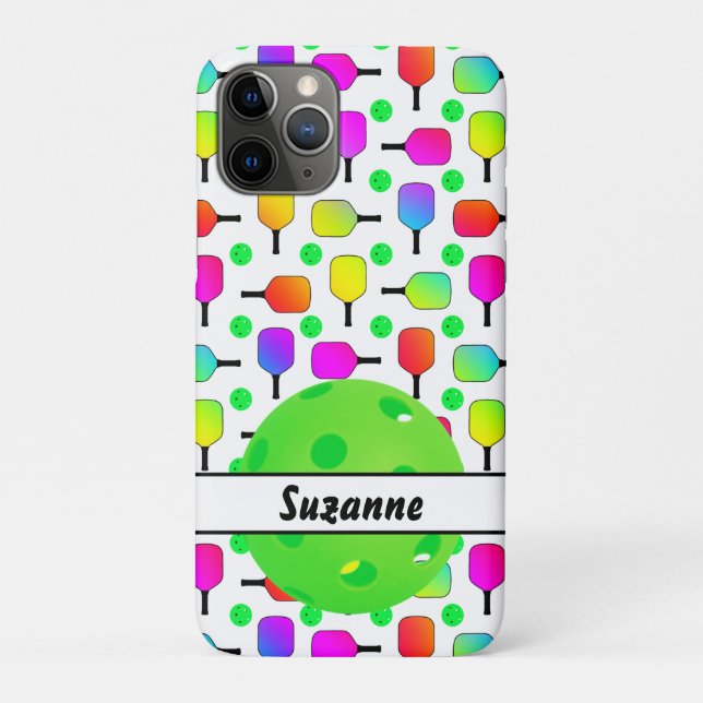 Colourful Pickleball Paddles Green Personalized Case-Mate iPhone Case (Back)