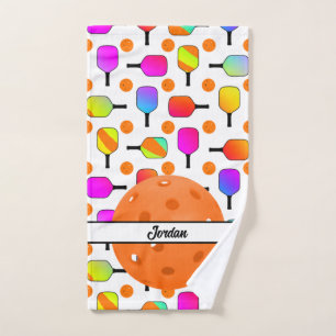 Colourful, Pickleball Paddles, Orange Personalized Hand Towel