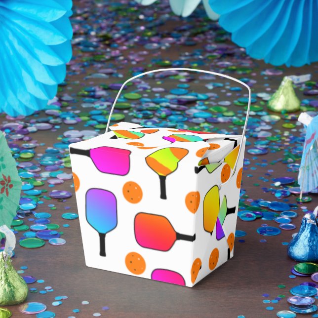 Colourful, Pickleball Paddles, Orange Pickleballs Favor Box (Party)