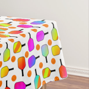 Colourful, Pickleball Paddles, Orange Pickleballs Tablecloth