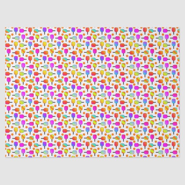 Colourful, Pickleball Paddles, Orange Pickleballs Tissue Paper (Front)