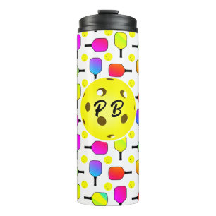 Colourful Pickleball Paddles Yellow Personalized Thermal Tumbler