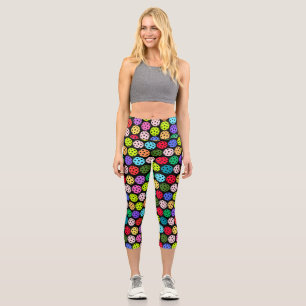 Colourful Pickleball Pattern Capri Leggings