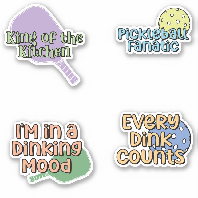 Colourful Pickleball Player Sticker Pack (Front)