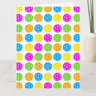Colourful Pickleball Polkadots Greeting Card