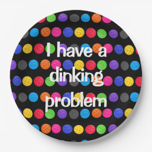 Colourful Pickleball with Funny Quote Paper Plate