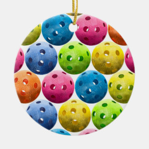 Colourful Pickleballs - Ceramic Ornament