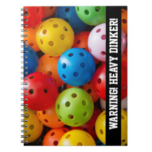  Colourful pickleballs, custom text Notebook