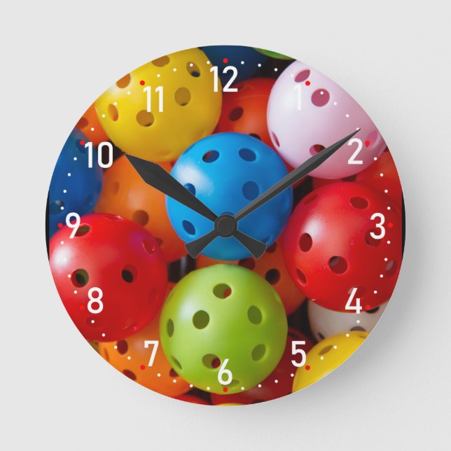 Colourful pickleballs , with numbers round clock (Front)