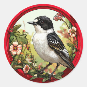 Colourful Pied flycatcher Bird Classic Round Sticker