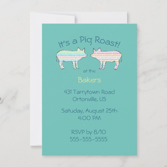 Colourful Pig Roast Barbeque Invitation (Front)