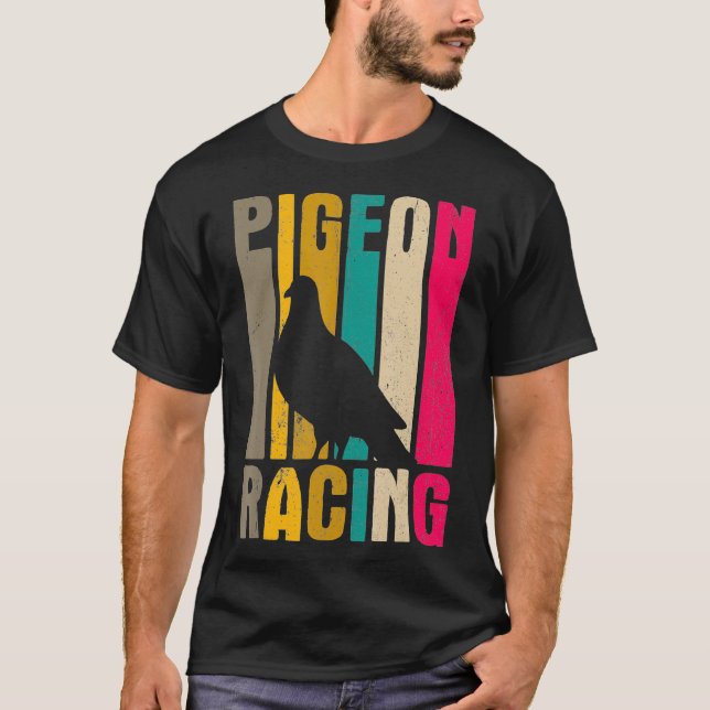 Colourful Pigeon Design Pigeon Racing T-Shirt (Front)