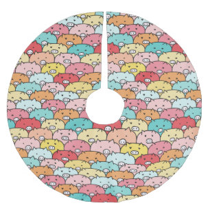Colourful Pigs Funny And Cute Pattern Brushed Polyester Tree Skirt